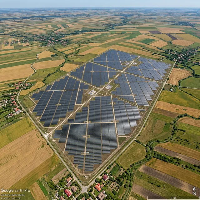 High-resolution satellite view of the I.C. Brătianu Photovoltaic Project site